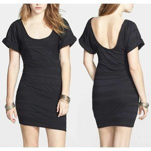 Free People Womens Lunch Date Dress S Black Bodycon Knit Textured Fully Lined